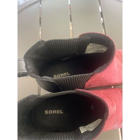 Sorel Joan of Artic Wedge Ankle Boots Red Wine Size 8 - Picture 14 of 16